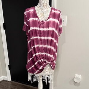 Nine Britton Short Sleeve Tie-Dye Top - Purple and White